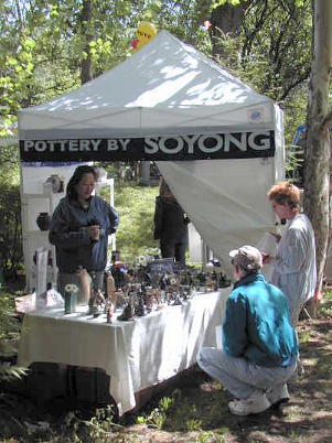 The open-air section of the booth